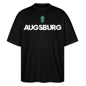 Augsburg Augsburger - Stanley/Stella Oversized Unisex Bio T-Shirt Blaster 2.0 - Schwarz - Vorne - Alina (178cm) & Michal (187cm)