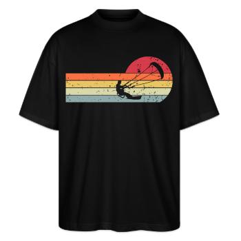 Kitesurfen Kitesurfer Kiteboard Retro Vintage - Stanley/Stella Oversized Unisex Bio T-Shirt Blaster 2.0 - Schwarz - Vorne - Alina (178cm) & Michal (187cm)