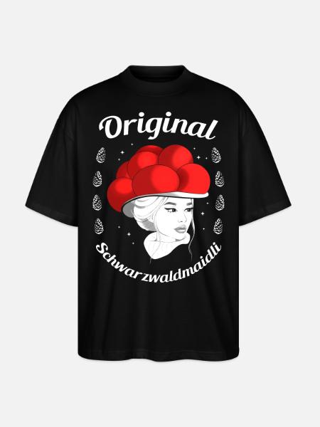 Original Schwarzwaldmaidli Bollenhut Schwarzwald - Stanley/Stella Oversized Unisex Bio T-Shirt Blaster 2.0 - Schwarz