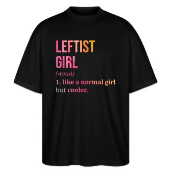 Linke Linke Linke Linke - Stanley/Stella Oversized Unisex Bio T-Shirt Blaster 2.0 - Schwarz - Vorne - Alina (178cm) & Michal (187cm)