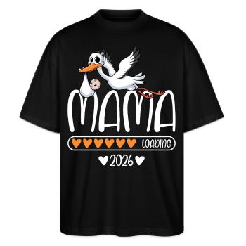 Mama 2026 loading - Stanley/Stella Oversized Unisex Bio T-Shirt Blaster 2.0 - Schwarz - Vorne - Alina (178cm) & Michal (187cm)