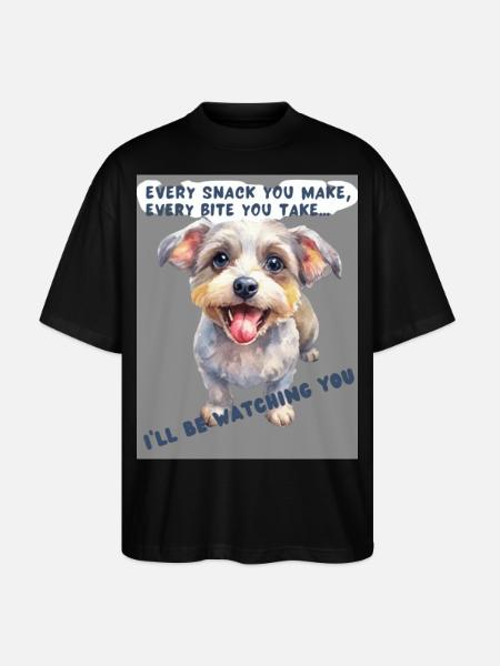Glücklicher Hund mit Snack-Text - Stanley/Stella Oversized Unisex Bio T-Shirt Blaster 2.0 - Schwarz