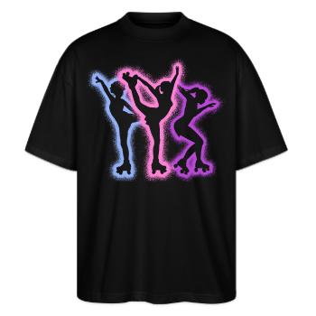 Rollschuhe Roller Skates Silhouetten Rollschuh - Stanley/Stella Oversized Unisex Bio T-Shirt Blaster 2.0 - Schwarz - Vorne - Alina (178cm) & Michal (187cm)