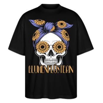 Blumenflüsterin - Garten - Stanley/Stella Oversized Unisex Bio T-Shirt Blaster 2.0 - Schwarz - Vorne - Alina (178cm) & Michal (187cm)
