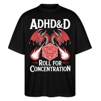 Roll für Konzentration ADHD - Stanley/Stella Oversized Unisex Bio T-Shirt Blaster 2.0 - Schwarz - Vorne - Alina (178cm) & Michal (187cm)