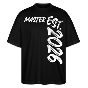 Master Est. 2026 - Stanley/Stella Oversized Unisex Bio T-Shirt Blaster 2.0 - Schwarz - Vorne - Alina (178cm) & Michal (187cm)