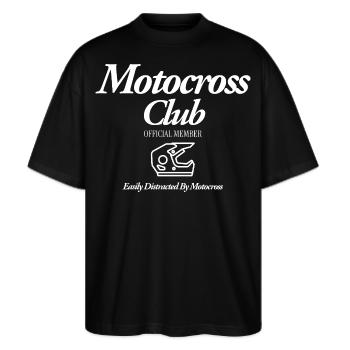Motocross - Stanley/Stella Oversized Unisex Bio T-Shirt Blaster 2.0 - Schwarz - Vorne - Alina (178cm) & Michal (187cm)