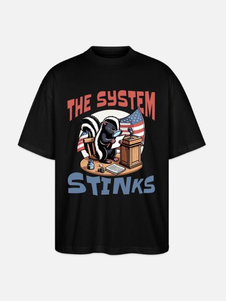Politik System Stinkt - Stanley/Stella Oversized Unisex Bio T-Shirt Blaster 2.0 - Schwarz