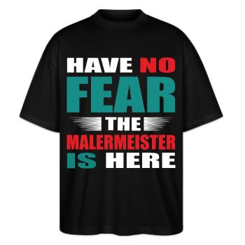 Have no Fear the Malermeister is here Outfit - Stanley/Stella Oversized Unisex Bio T-Shirt Blaster 2.0 - Schwarz - Vorne - Alina (178cm) & Michal (187cm)