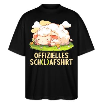 Offizielles Schafshirt Offizielles Schlafshirt - Stanley/Stella Oversized Unisex Bio T-Shirt Blaster 2.0 - Schwarz - Vorne - Alina (178cm) & Michal (187cm)