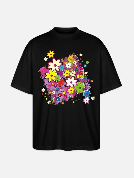 Flower Power - Stanley/Stella Oversized Unisex Bio T-Shirt Blaster 2.0 - Schwarz