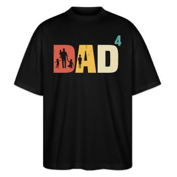 Dad hoch 4 Vater 4 Kinder vierfacher Papa Geschenk - Stanley/Stella Oversized Unisex Bio T-Shirt Blaster 2.0 - Schwarz - Vorne - Alina (178cm) & Michal (187cm)