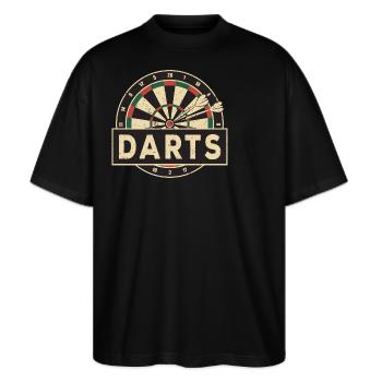 Dart Darts Dartspieler Dartscheibe Retro - Stanley/Stella Oversized Unisex Bio T-Shirt Blaster 2.0 - Schwarz - Vorne - Alina (178cm) & Michal (187cm)