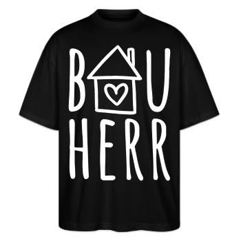 Hausbau Haus bauen Baustelle Eigenheim Bauherr - Stanley/Stella Oversized Unisex Bio T-Shirt Blaster 2.0 - Schwarz - Vorne - Alina (178cm) & Michal (187cm)