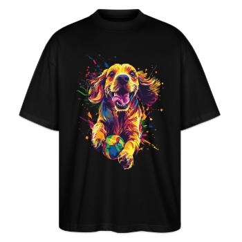 Cocker Spaniel - Stanley/Stella Oversized Unisex Bio T-Shirt Blaster 2.0 - Schwarz - Vorne - Alina (178cm) & Michal (187cm)