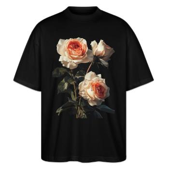 Rose - Stanley/Stella Oversized Unisex Bio T-Shirt Blaster 2.0 - Schwarz - Vorne - Alina (178cm) & Michal (187cm)