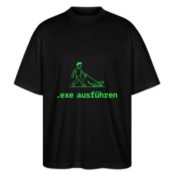 Exe ausführen Informatic Programming Geschenk - Stanley/Stella Oversized Unisex Bio T-Shirt Blaster 2.0 - Schwarz - Vorne - Alina (178cm) & Michal (187cm)
