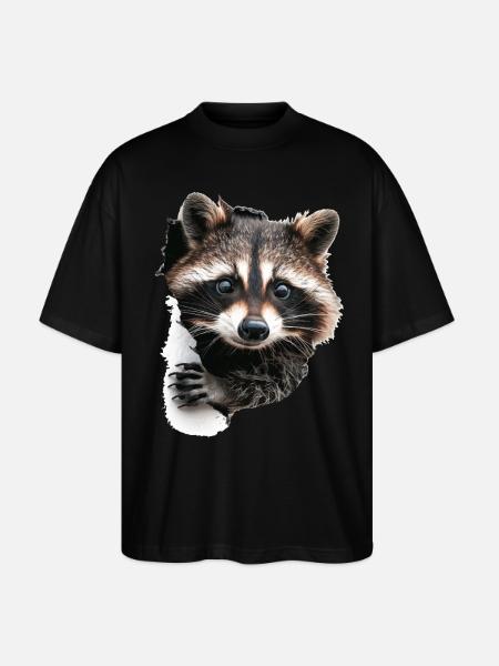Waschbär - Stanley/Stella Oversized Unisex Bio T-Shirt Blaster 2.0 - Schwarz