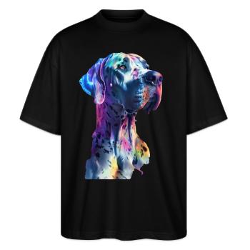 Deutsche Dogge - Stanley/Stella Oversized Unisex Bio T-Shirt Blaster 2.0 - Schwarz - Vorne - Alina (178cm) & Michal (187cm)