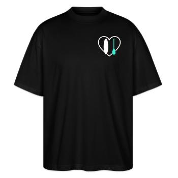 Paddel SUP Herz Board Wave Wassersport - Stanley/Stella Oversized Unisex Bio T-Shirt Blaster 2.0 - Schwarz - Vorne - Alina (178cm) & Michal (187cm)