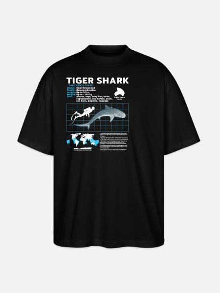 Tigerhai Fact Sheet Datenblatt - Stanley/Stella Oversized Unisex Bio T-Shirt Blaster 2.0 - Schwarz