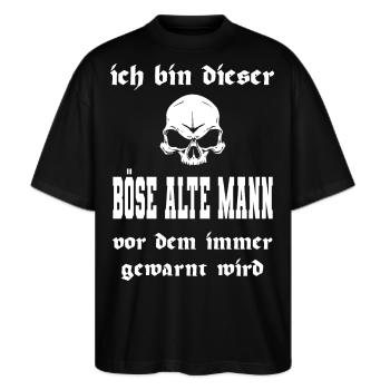 Böser Alter Mann - Stanley/Stella Oversized Unisex Bio T-Shirt Blaster 2.0 - Schwarz - Vorne - Alina (178cm) & Michal (187cm)