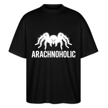 Arachnoholic große haarige Vogelspinne Silhouette - Stanley/Stella Oversized Unisex Bio T-Shirt Blaster 2.0 - Schwarz - Vorne - Alina (178cm) & Michal (187cm)