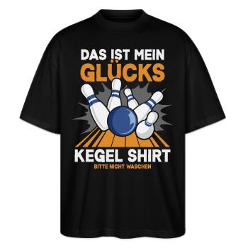 Kegeln Kegler Kegel Kegelbahn Kegeltour - Stanley/Stella Oversized Unisex Bio T-Shirt Blaster 2.0 - Schwarz - Vorne - Alina (178cm) & Michal (187cm)
