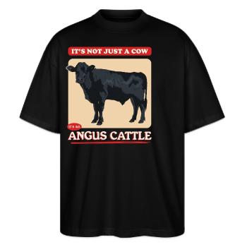 Aberdeenrind Aberdeen Angus Angusrind Geschenk - Stanley/Stella Oversized Unisex Bio T-Shirt Blaster 2.0 - Schwarz - Vorne - Alina (178cm) & Michal (187cm)