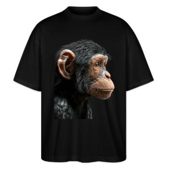 Affe - Stanley/Stella Oversized Unisex Bio T-Shirt Blaster 2.0 - Schwarz - Vorne - Alina (178cm) & Michal (187cm)