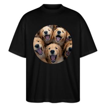 Golden Retriever - Stanley/Stella Oversized Unisex Bio T-Shirt Blaster 2.0 - Schwarz - Vorne - Alina (178cm) & Michal (187cm)