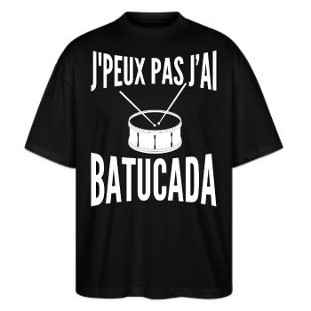 Batucada Schlagzeug | Samba - Stanley/Stella Oversized Unisex Bio T-Shirt Blaster 2.0 - Schwarz - Vorne - Alina (178cm) & Michal (187cm)