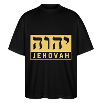 Jude Jüdisch Judentum Yeshua - Stanley/Stella Oversized Unisex Bio T-Shirt Blaster 2.0 - Schwarz - Vorne - Alina (178cm) & Michal (187cm)