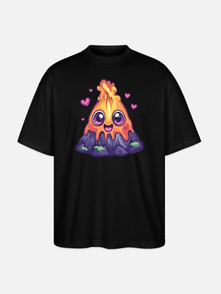 Vulkan mit Herzchen - Stanley/Stella Oversized Unisex Bio T-Shirt Blaster 2.0 - Schwarz