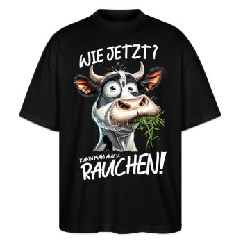 kuh kiffen - Stanley/Stella Oversized Unisex Bio T-Shirt Blaster 2.0 - Schwarz - Vorne - Alina (178cm) & Michal (187cm)