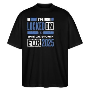 Geistiges Wachstum für 2025 - Stanley/Stella Oversized Unisex Bio T-Shirt Blaster 2.0 - Schwarz - Vorne - Alina (178cm) & Michal (187cm)