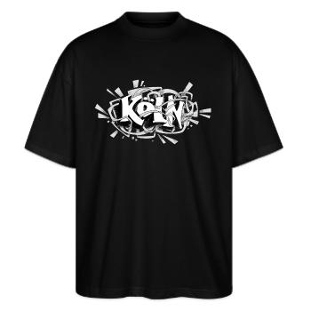 Köln - Stanley/Stella Oversized Unisex Bio T-Shirt Blaster 2.0 - Schwarz - Vorne - Alina (178cm) & Michal (187cm)