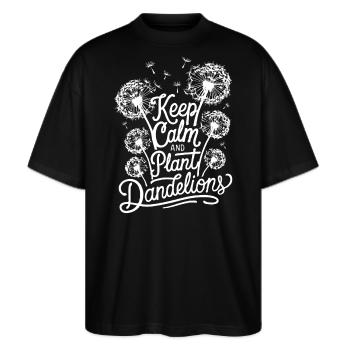 Löwenzahn Pusteblumen Liebhaber Blumen Floral - Stanley/Stella Oversized Unisex Bio T-Shirt Blaster 2.0 - Schwarz - Vorne - Alina (178cm) & Michal (187cm)