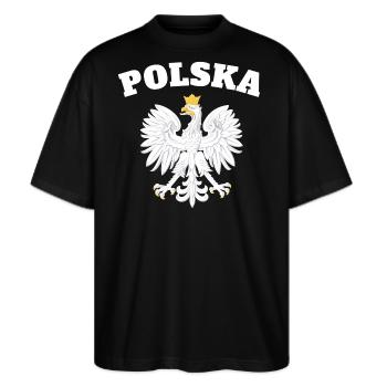 Polska - Stanley/Stella Oversized Unisex Bio T-Shirt Blaster 2.0 - Schwarz - Vorne - Alina (178cm) & Michal (187cm)