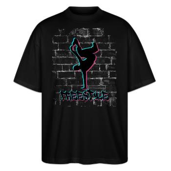 Freestyle - Stanley/Stella Oversized Unisex Bio T-Shirt Blaster 2.0 - Schwarz - Vorne - Alina (178cm) & Michal (187cm)