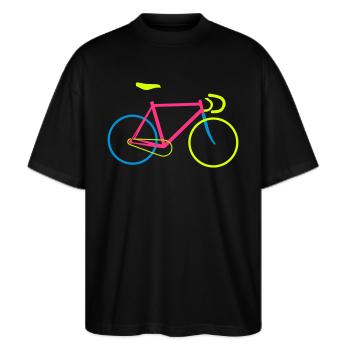 Fixie Bike colored - Stanley/Stella Oversized Unisex Bio T-Shirt Blaster 2.0 - Schwarz - Vorne - Alina (178cm) & Michal (187cm)