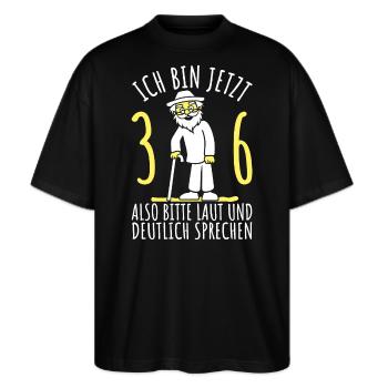 36. Geburtstag 36er 36ter Ich bin jetzt 36 Jahre - Stanley/Stella Oversized Unisex Bio T-Shirt Blaster 2.0 - Schwarz - Vorne - Alina (178cm) & Michal (187cm)