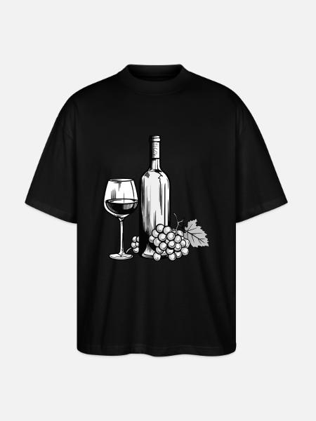 Weinglas Weinflasche - Stanley/Stella Oversized Unisex Bio T-Shirt Blaster 2.0 - Schwarz