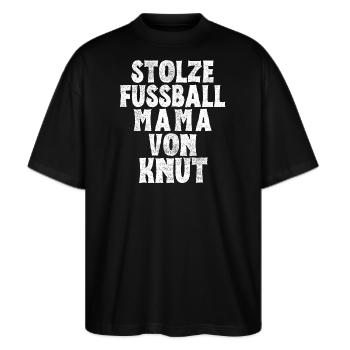 Stolze Fussball Mama von Knut - Stanley/Stella Oversized Unisex Bio T-Shirt Blaster 2.0 - Schwarz - Vorne - Alina (178cm) & Michal (187cm)