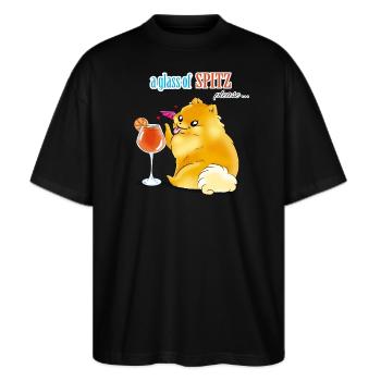 Spitz Spritz - Stanley/Stella Oversized Unisex Bio T-Shirt Blaster 2.0 - Schwarz - Vorne - Alina (178cm) & Michal (187cm)