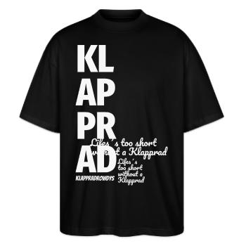 Klapprad Faltrad Fahrrad Geschenk Spruch Fashion - Stanley/Stella Oversized Unisex Bio T-Shirt Blaster 2.0 - Schwarz - Vorne - Alina (178cm) & Michal (187cm)