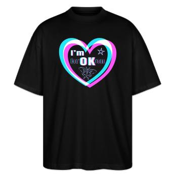 IM OK - Stanley/Stella Oversized Unisex Bio T-Shirt Blaster 2.0 - Schwarz - Vorne - Alina (178cm) & Michal (187cm)