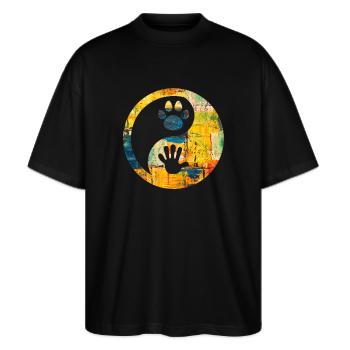 Tierschutz - Stanley/Stella Oversized Unisex Bio T-Shirt Blaster 2.0 - Schwarz - Vorne - Alina (178cm) & Michal (187cm)