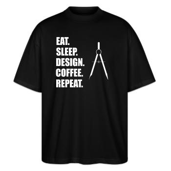 Architektur - Stanley/Stella Oversized Unisex Bio T-Shirt Blaster 2.0 - Schwarz - Vorne - Alina (178cm) & Michal (187cm)