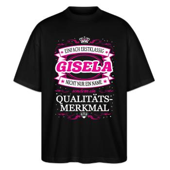 Qualitätsmerkmal Gisela einfach Erstklassig Outfit - Stanley/Stella Oversized Unisex Bio T-Shirt Blaster 2.0 - Schwarz - Vorne - Alina (178cm) & Michal (187cm)